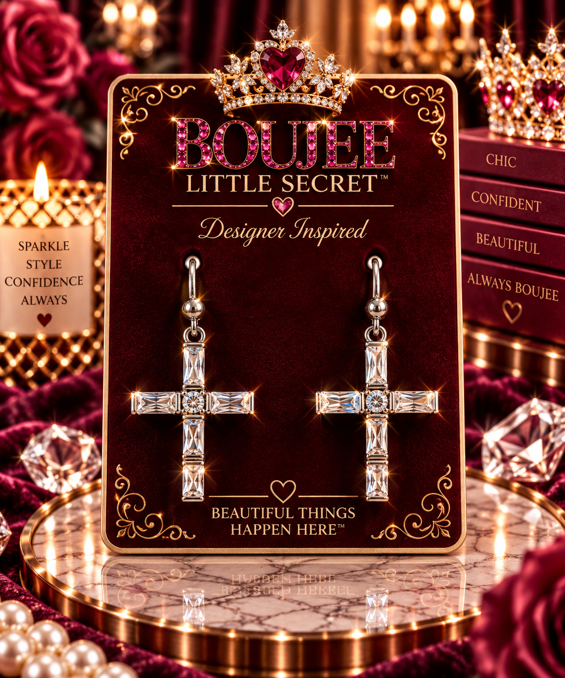 Sparkling Crystal Cross Drop Earrings (15)