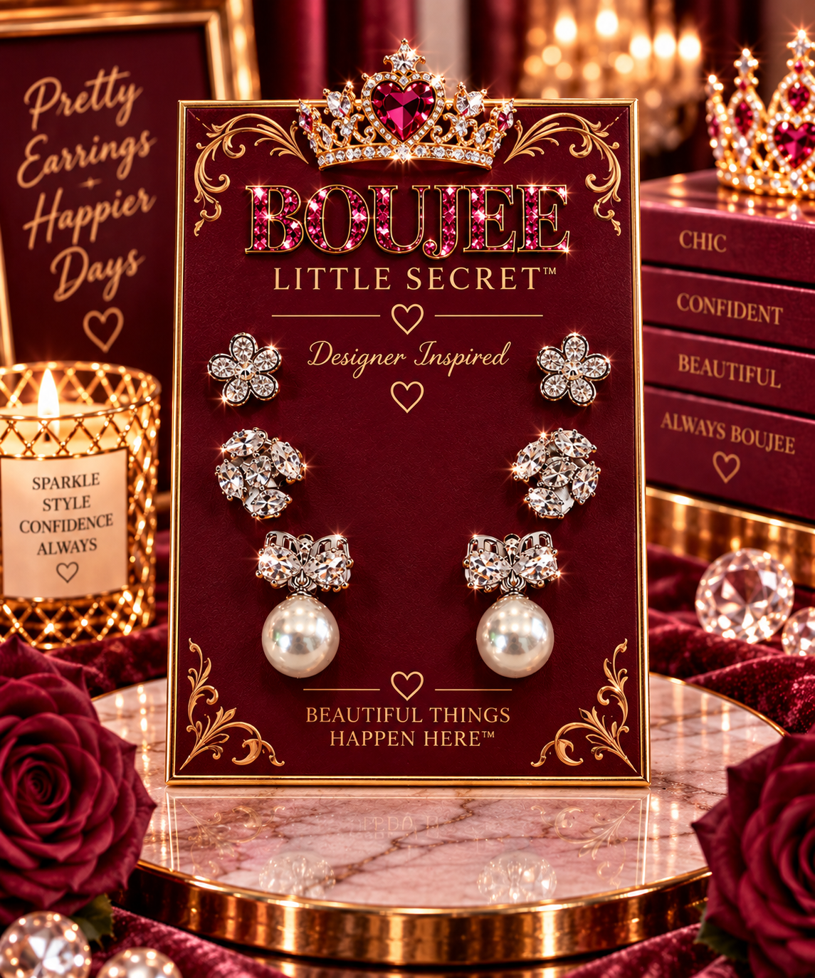 Boujee Sparkle & Pearl Earring Trio (8)