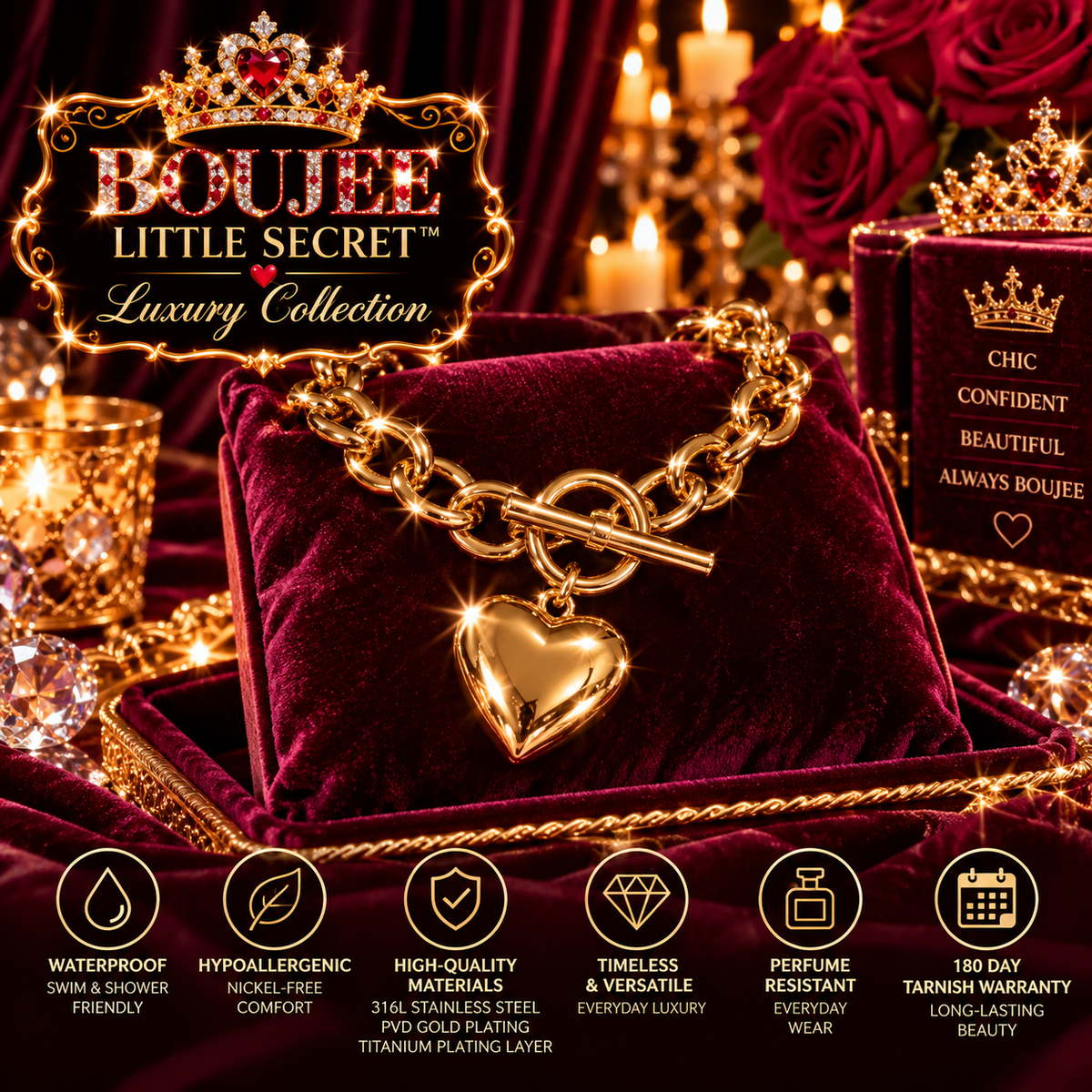 BLS Luxury Collection – Golden Heart Toggle Necklace B1