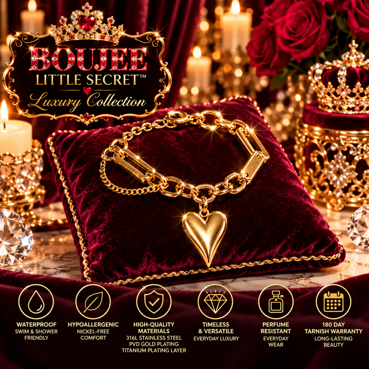 BLS Luxury Collection – Pointed Heart Statement Bracelet B2