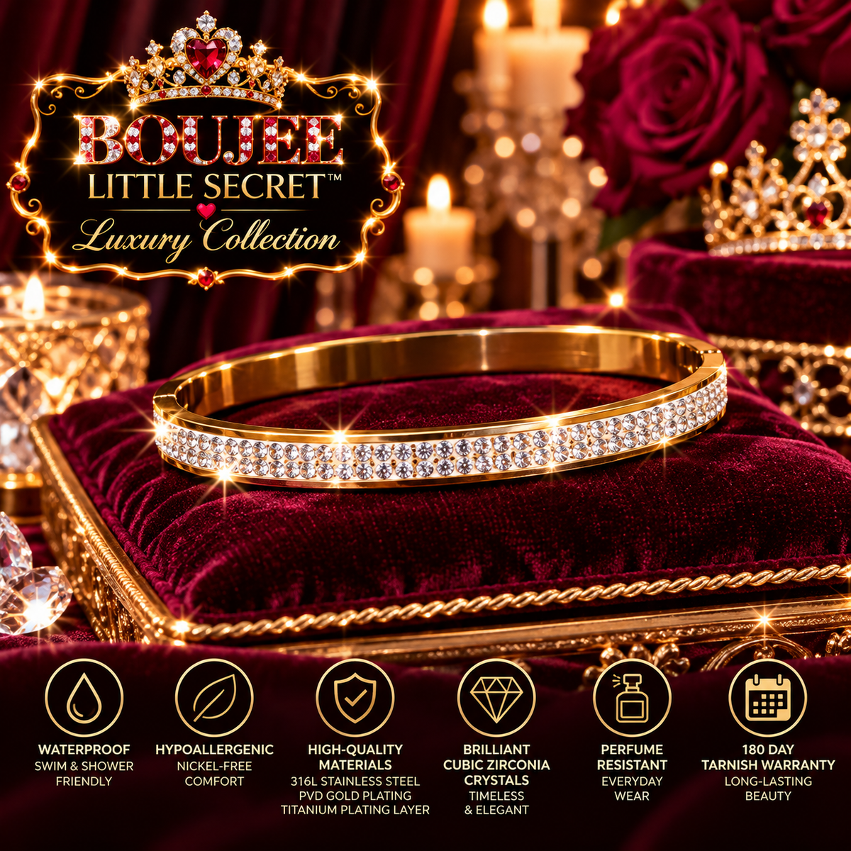 BLS Luxury Collection – Golden Radiance CZ Bangle B4