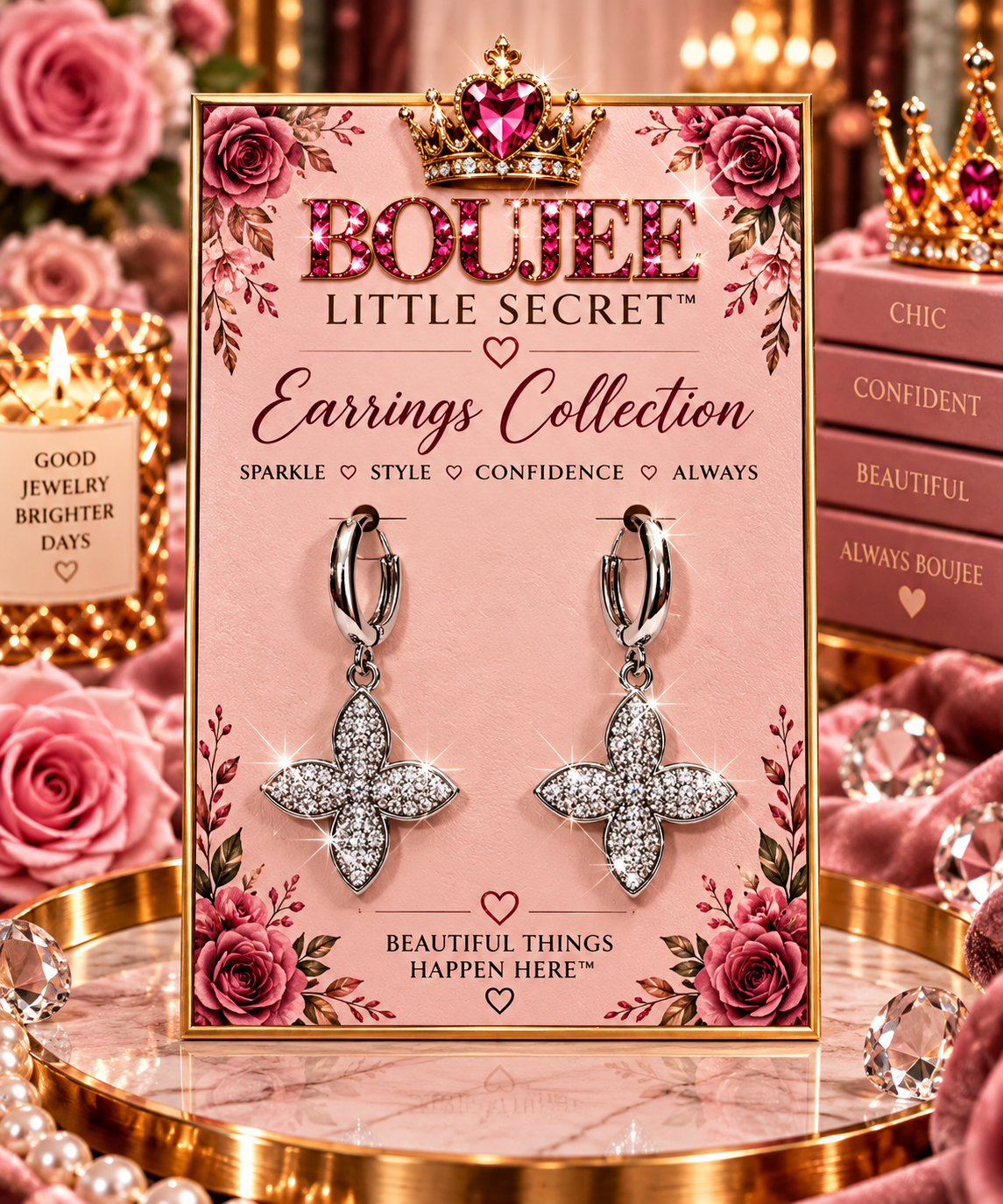 Crystal Clover Drop Earrings (6)