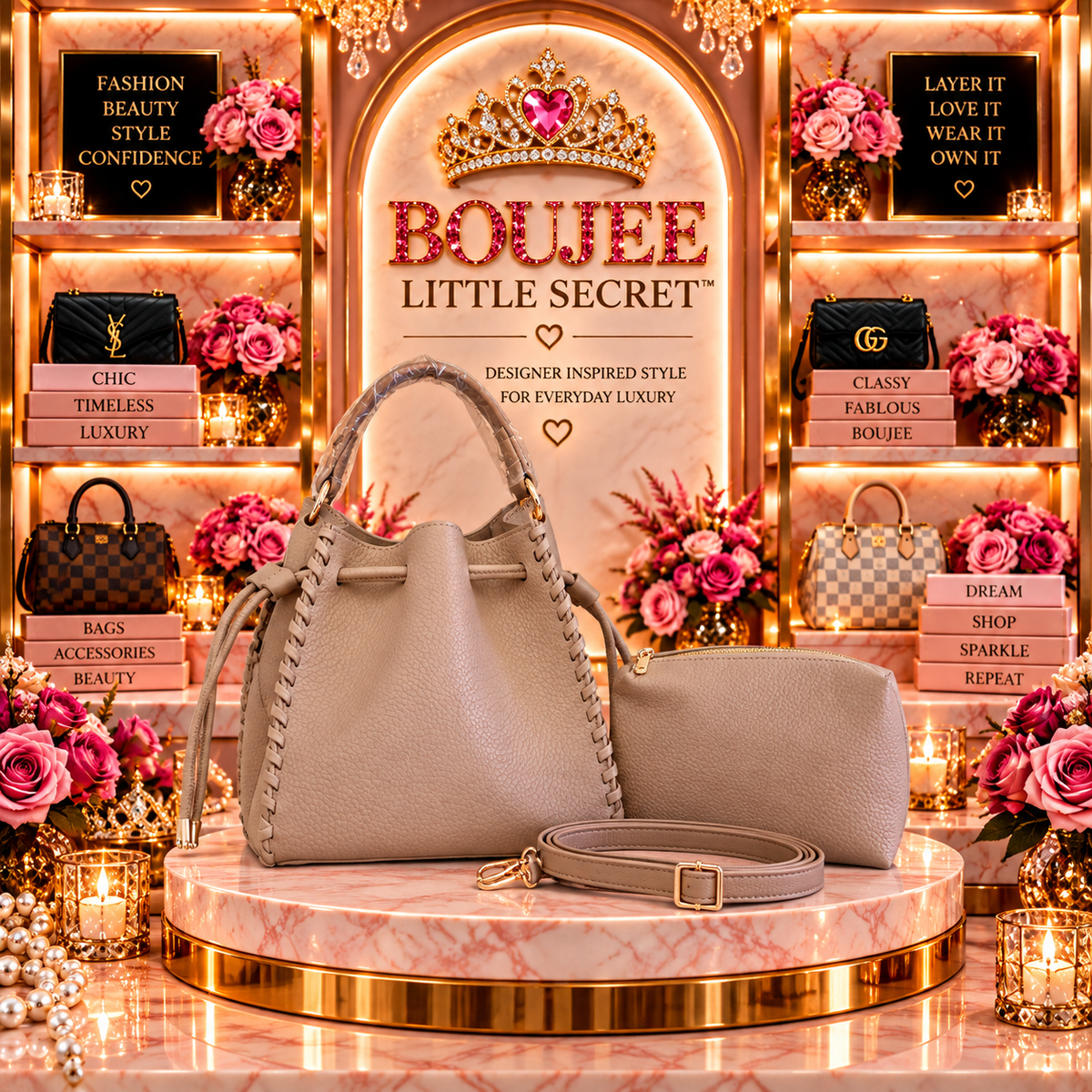 Blushing Beauty 2-Piece Bucket Bag Set