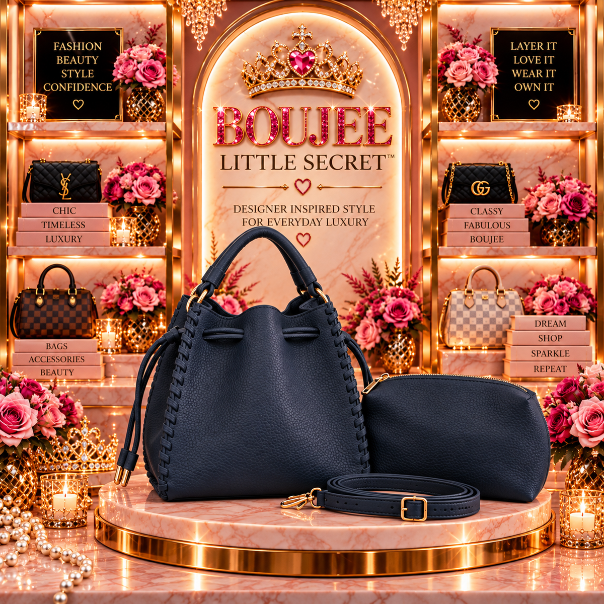 Midnight Beauty 2-Piece Bucket Bag Set