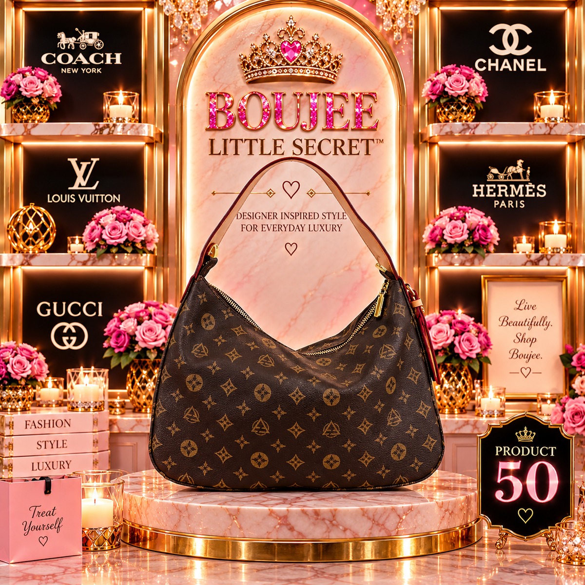Mocha Monogram Hobo Shoulder Bag