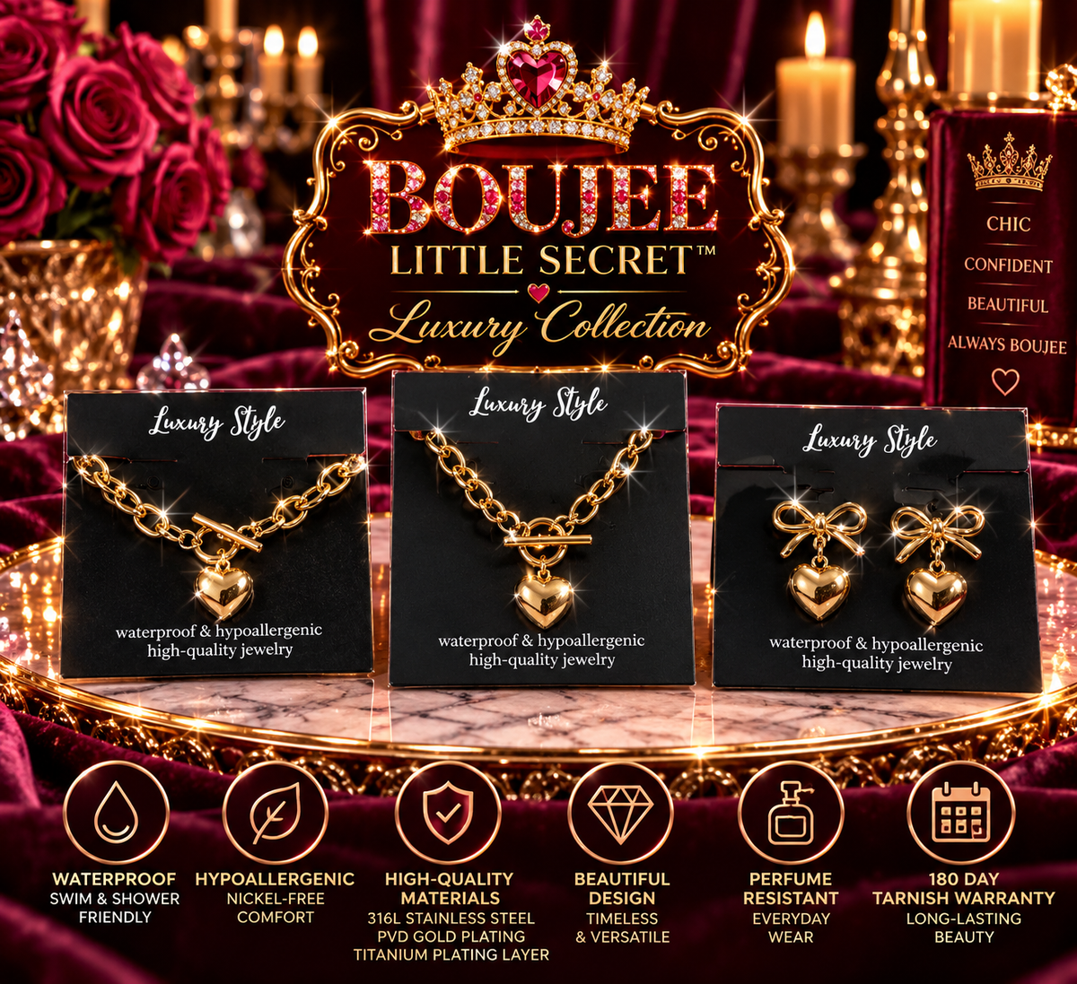 BLS Luxury Collection – Golden Heart & Bow 3-Piece Jewelry Set (4)