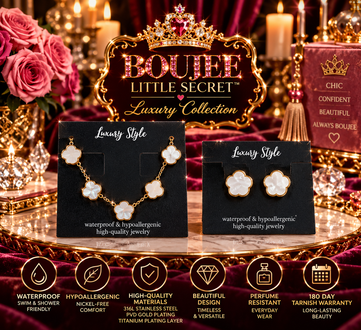 BLS Luxury Collection – Ivory Clover 2-Piece Jewelry Set (6)