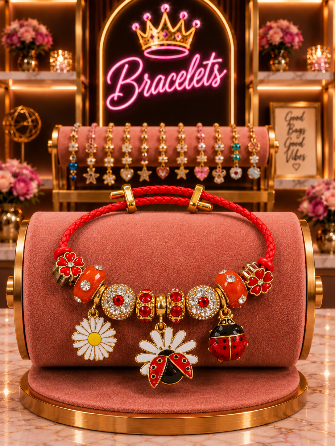 Ladybug & Daisy Charm Bracelet - 203