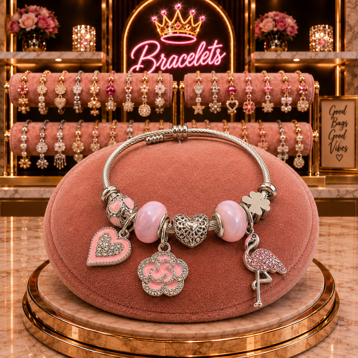 Pretty in Pink Flamingo Bracelet - 834